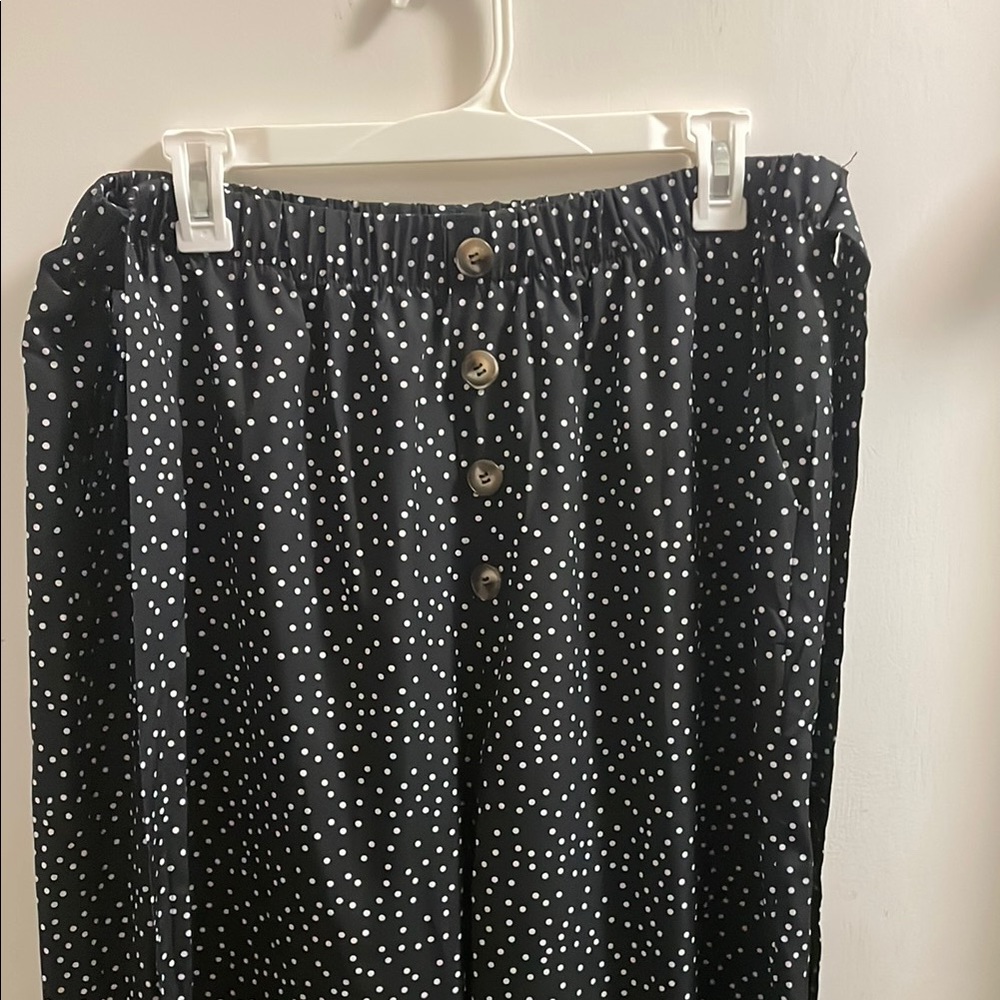 Black Polka Dot Pants with Buttons